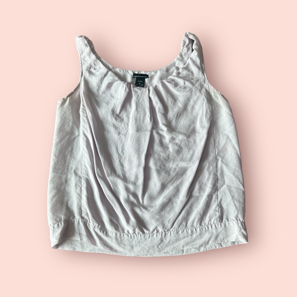 Women’s MODA International 100% Silk Lilac Color Tank Top Size Medium